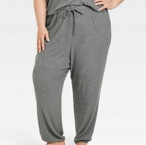 Women's Cozy Ribbed Jogger Pants - Auden Dark Gray Size: 3X
